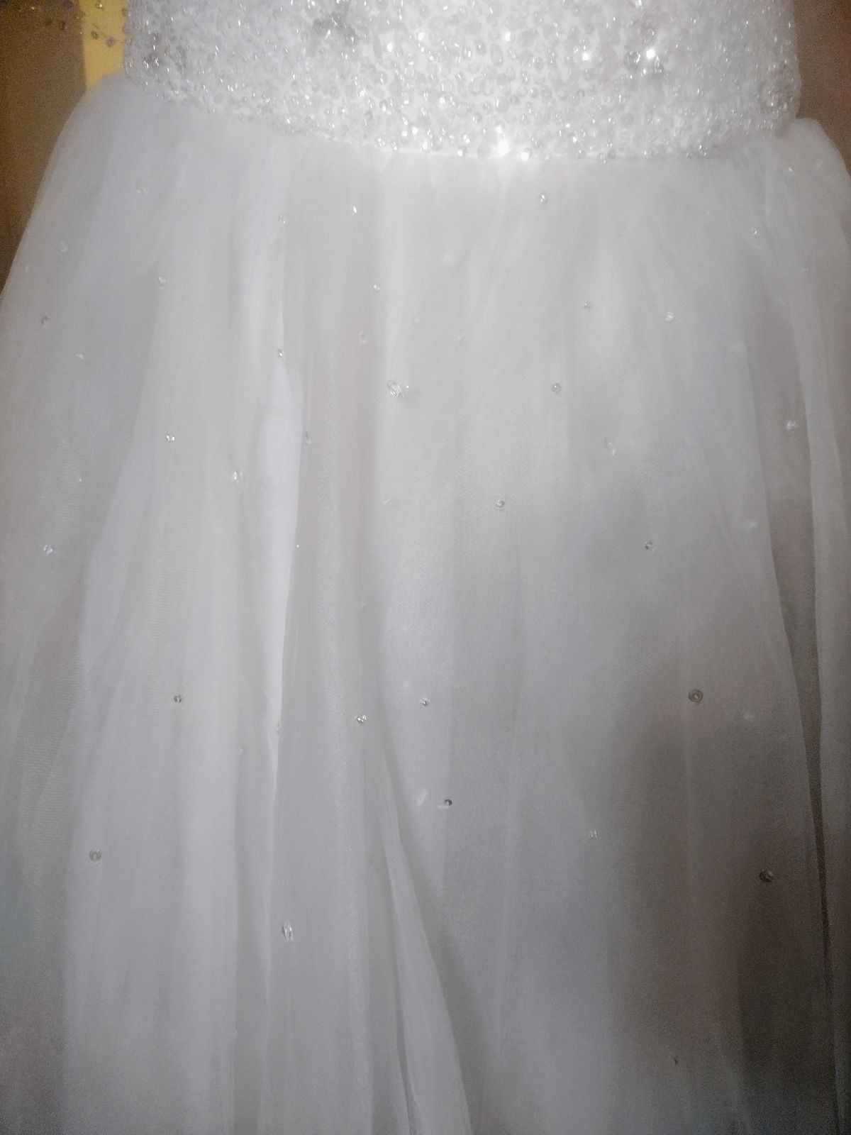 Style 9WG3798 Jewel Plus Size 16 Wedding Strapless Sequined White Ball Gown on Queenly