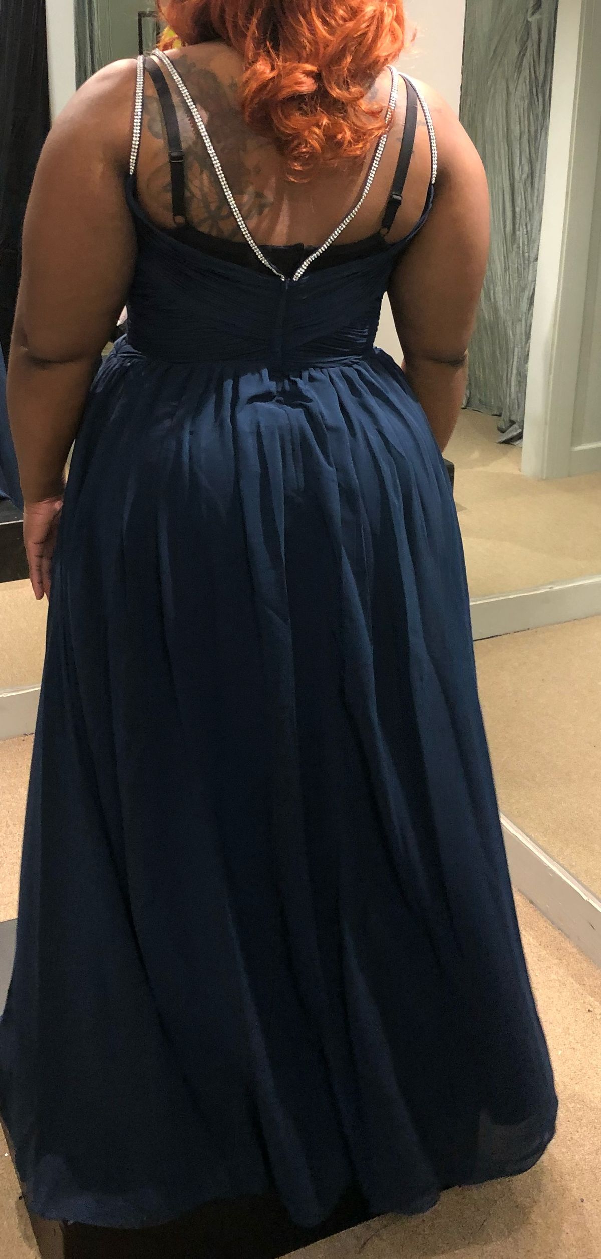 Plus Size 16 Prom Navy Blue A-line Dress on Queenly