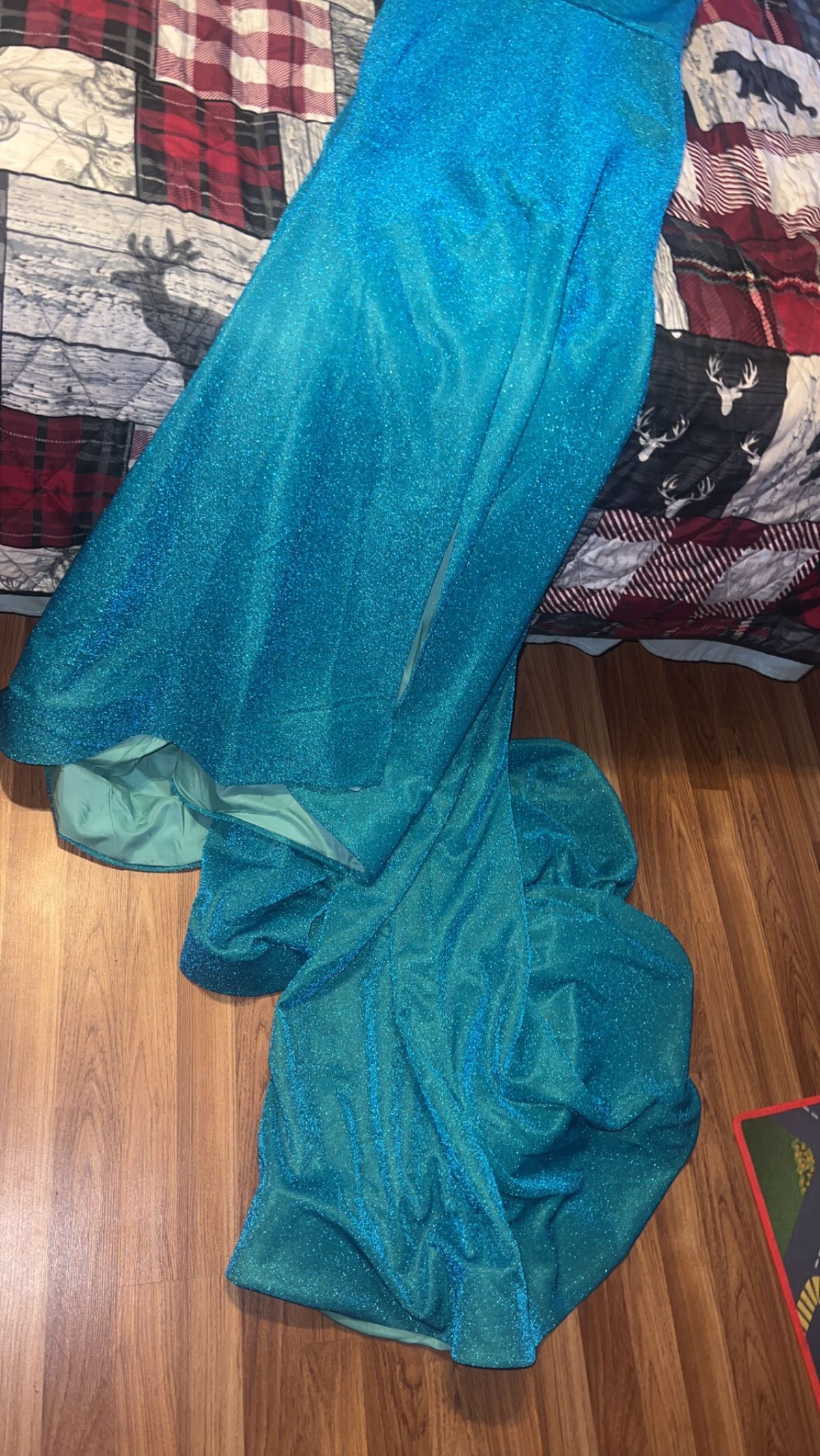 Size M Prom Blue Dress With Train on Queenly