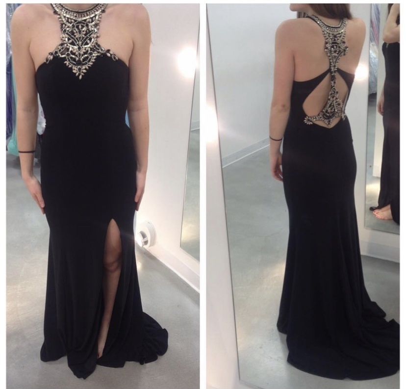 Madison James Size 8 Prom Black Side Slit Dress on Queenly