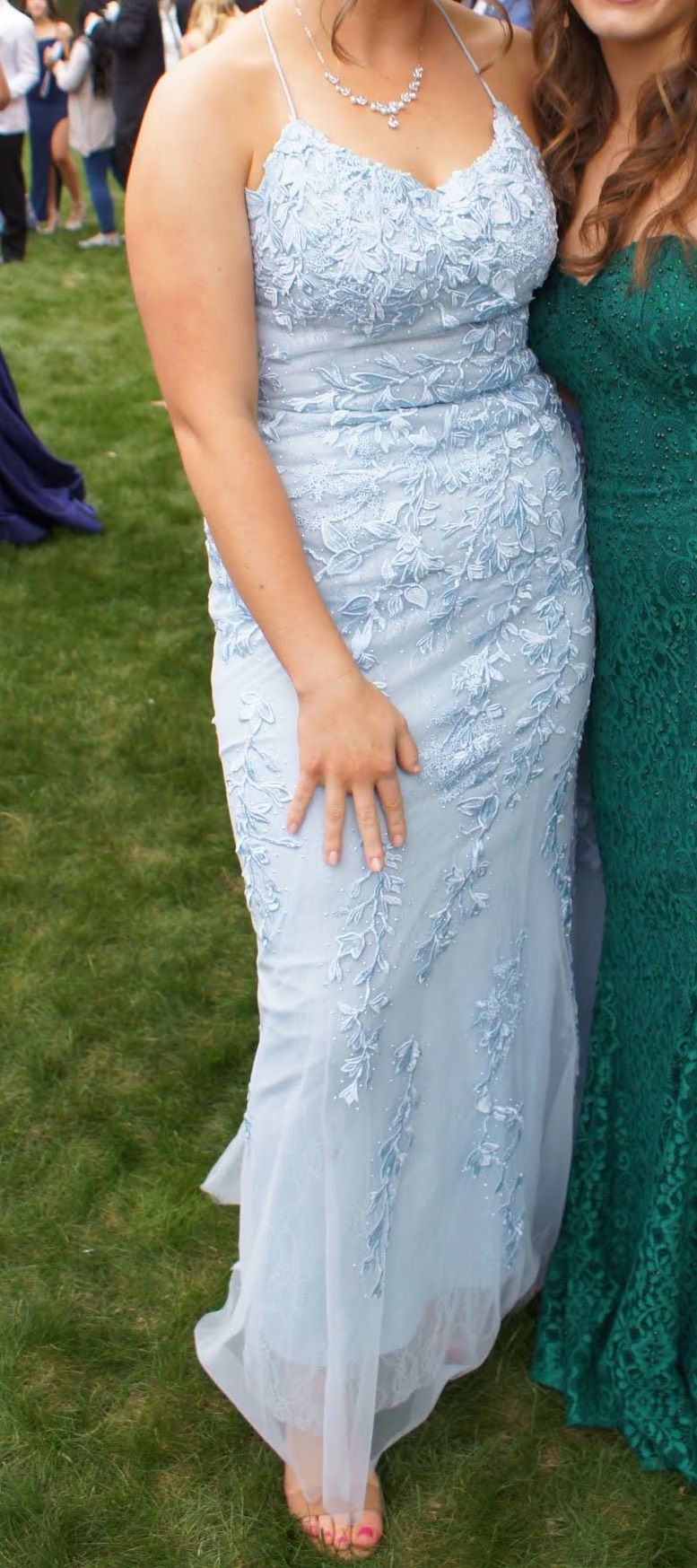 Sherri Hill Size 8 Prom Lace Light Blue Floor Length Maxi on Queenly