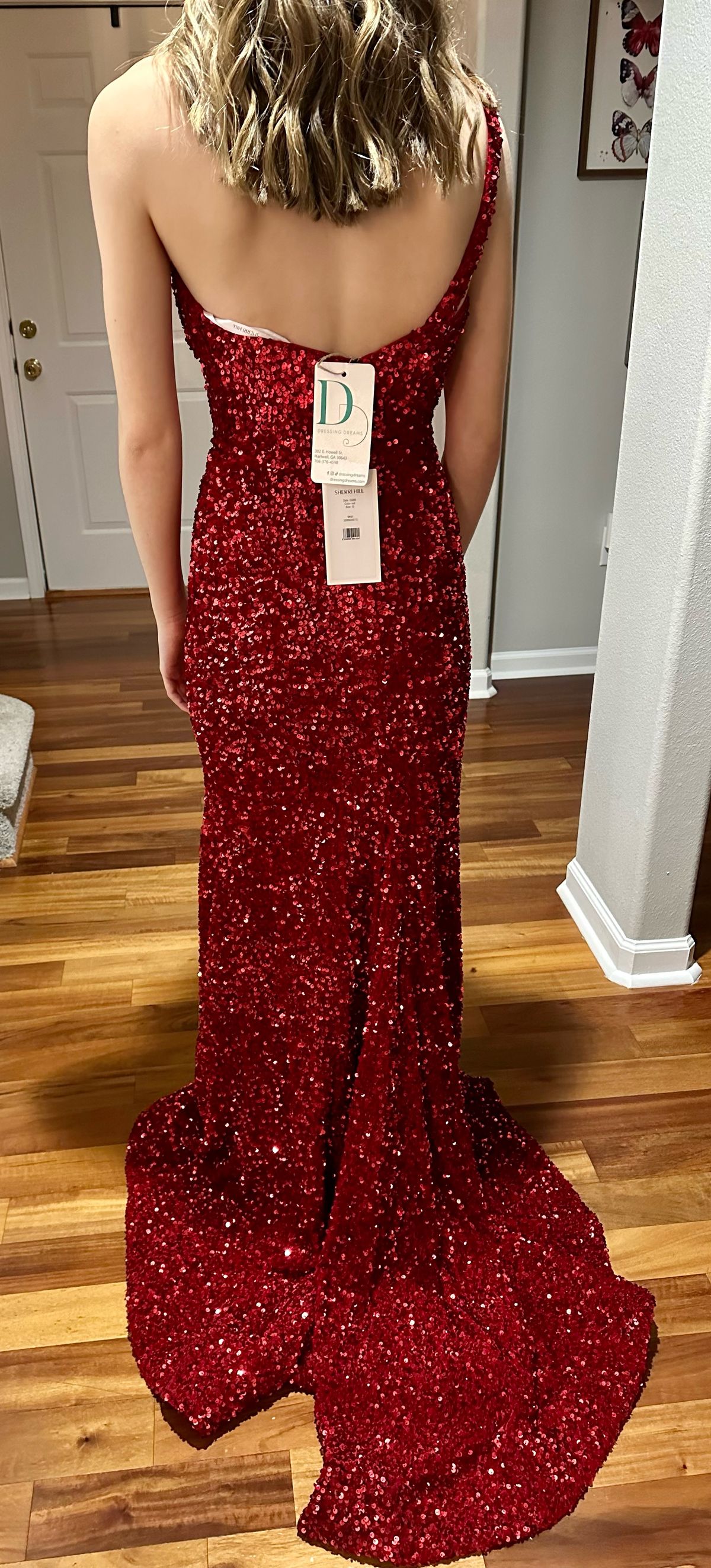 Sherri Hill Size 2 Bridesmaid Off The Shoulder Red Side Slit Dress on Queenly