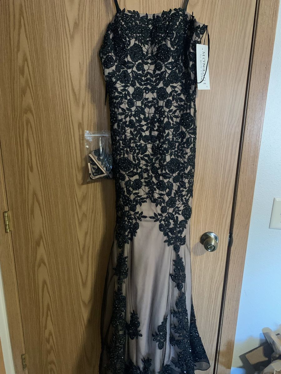 Size 6 Strapless Lace Black Mermaid Dress on Queenly