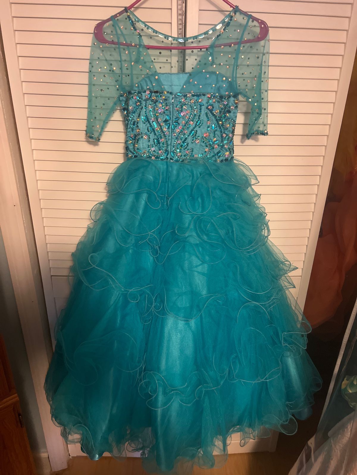 Rachel Allan Girls Size 8 Prom Blue Ball Gown on Queenly