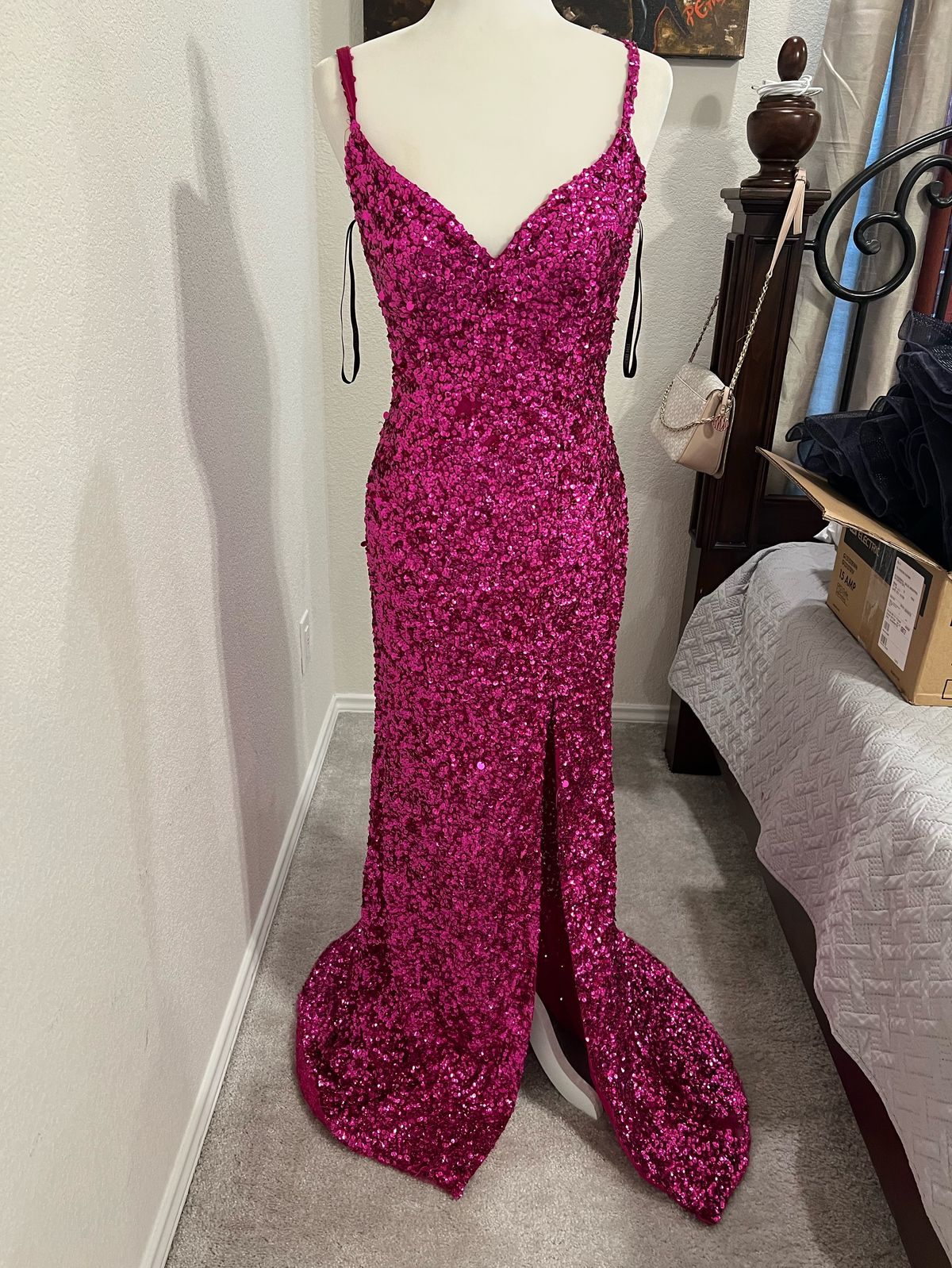 Sherri Hill Size 8 Prom Sequined Pink Mermaid Dress on Queenly