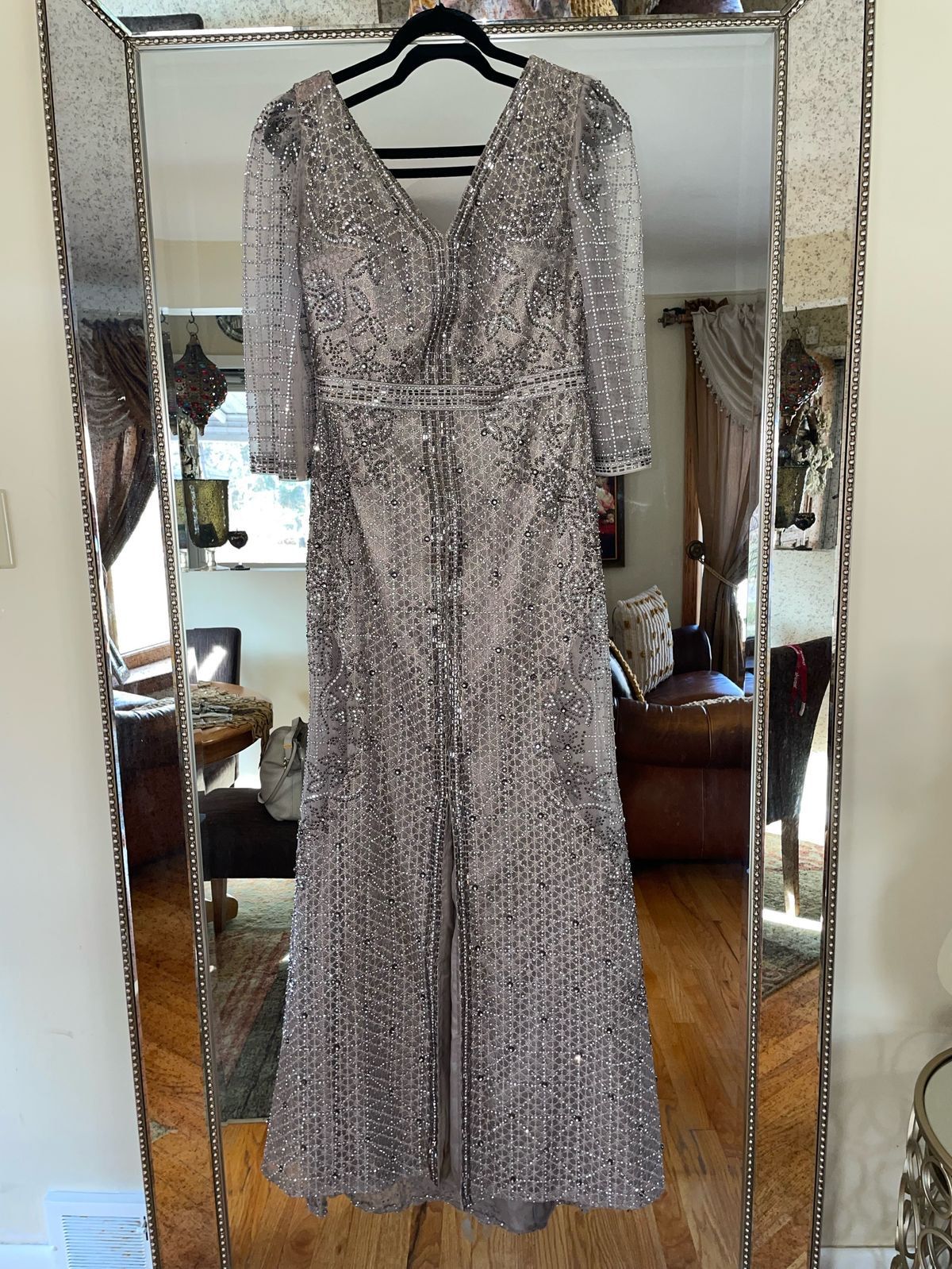Size 10 Silver Floor Length Maxi on Queenly