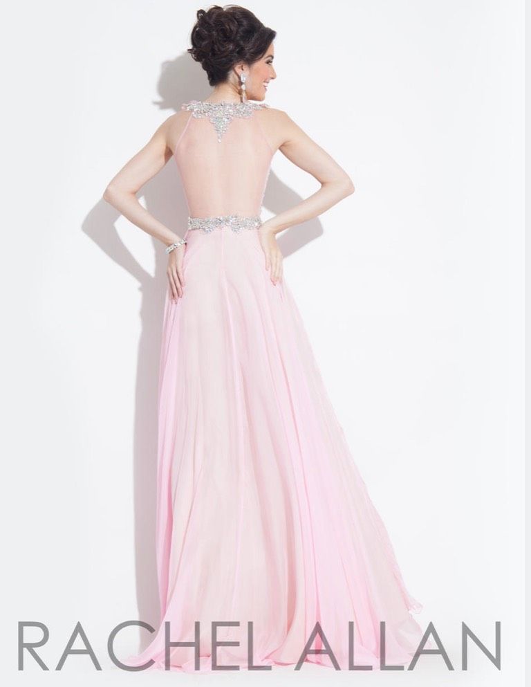 Rachel Allan Size 8 Prom Sheer Pink Floor Length Maxi on Queenly