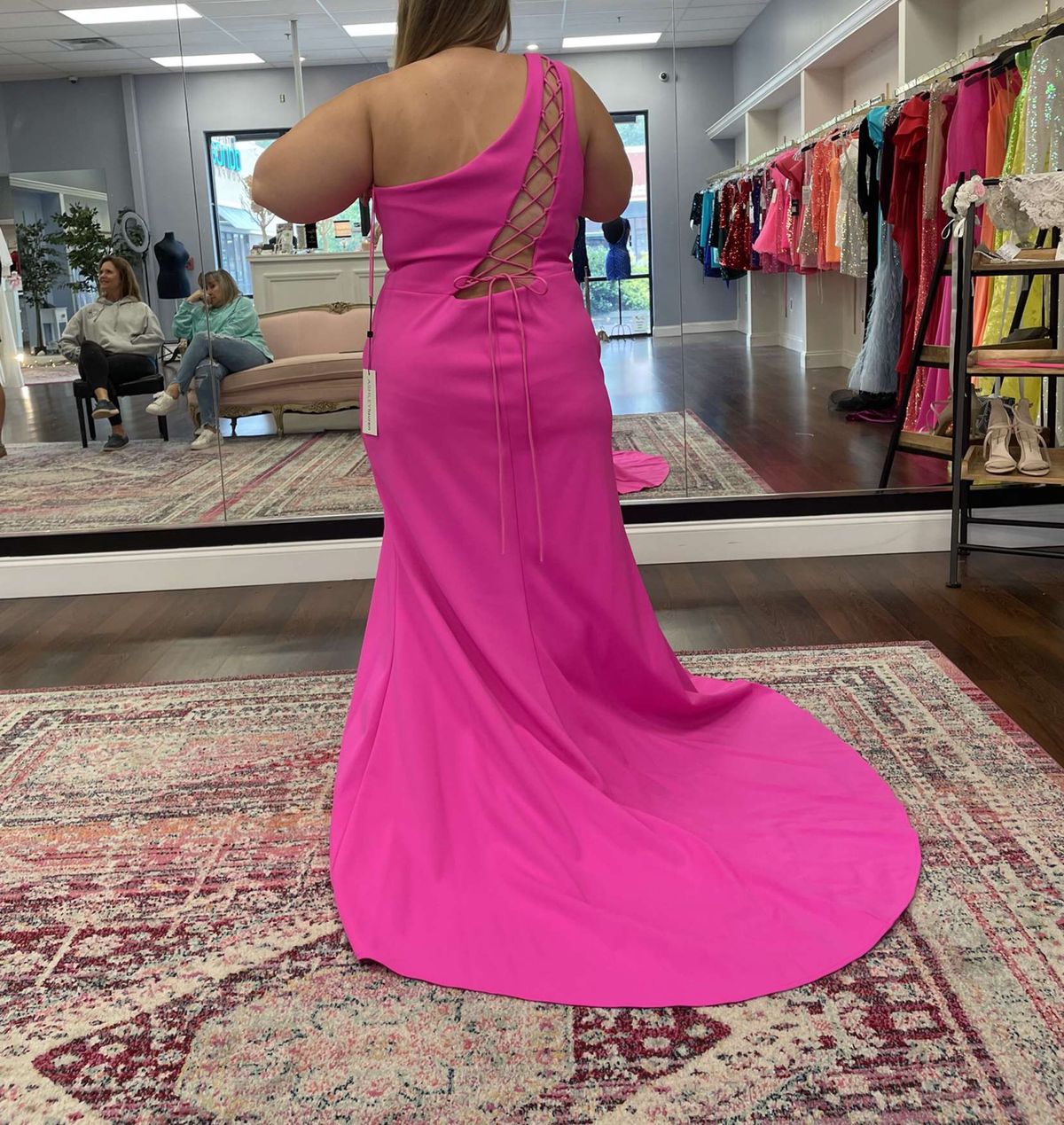 Ashley Lauren Plus Size 20 Prom Pink Dress With Train on Queenly