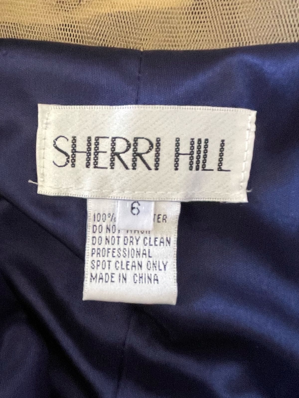 Sherri Hill Size 6 Prom Plunge Sequined Navy Blue Mermaid Dress on Queenly
