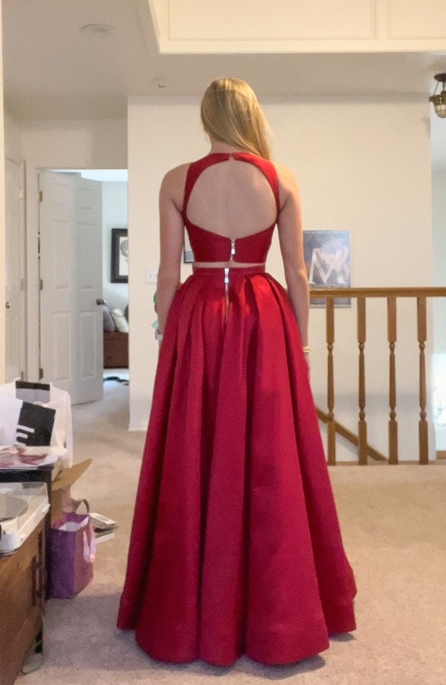 Sherri Hill Size 2 Prom High Neck Red Ball Gown on Queenly