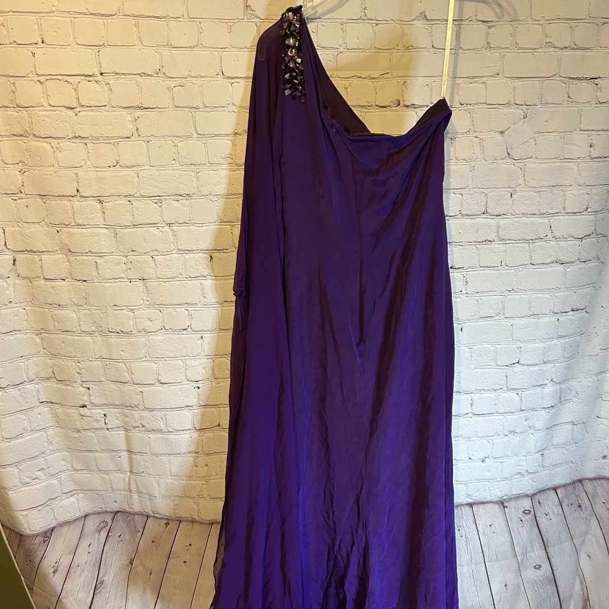 Marchesa Notte Size 8 One Shoulder Satin Purple Floor Length Maxi on Queenly