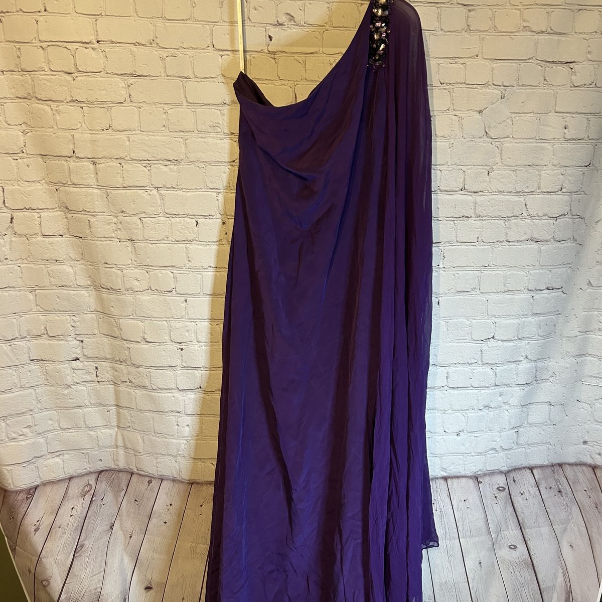 Marchesa Notte Size 8 One Shoulder Satin Purple Floor Length Maxi on Queenly