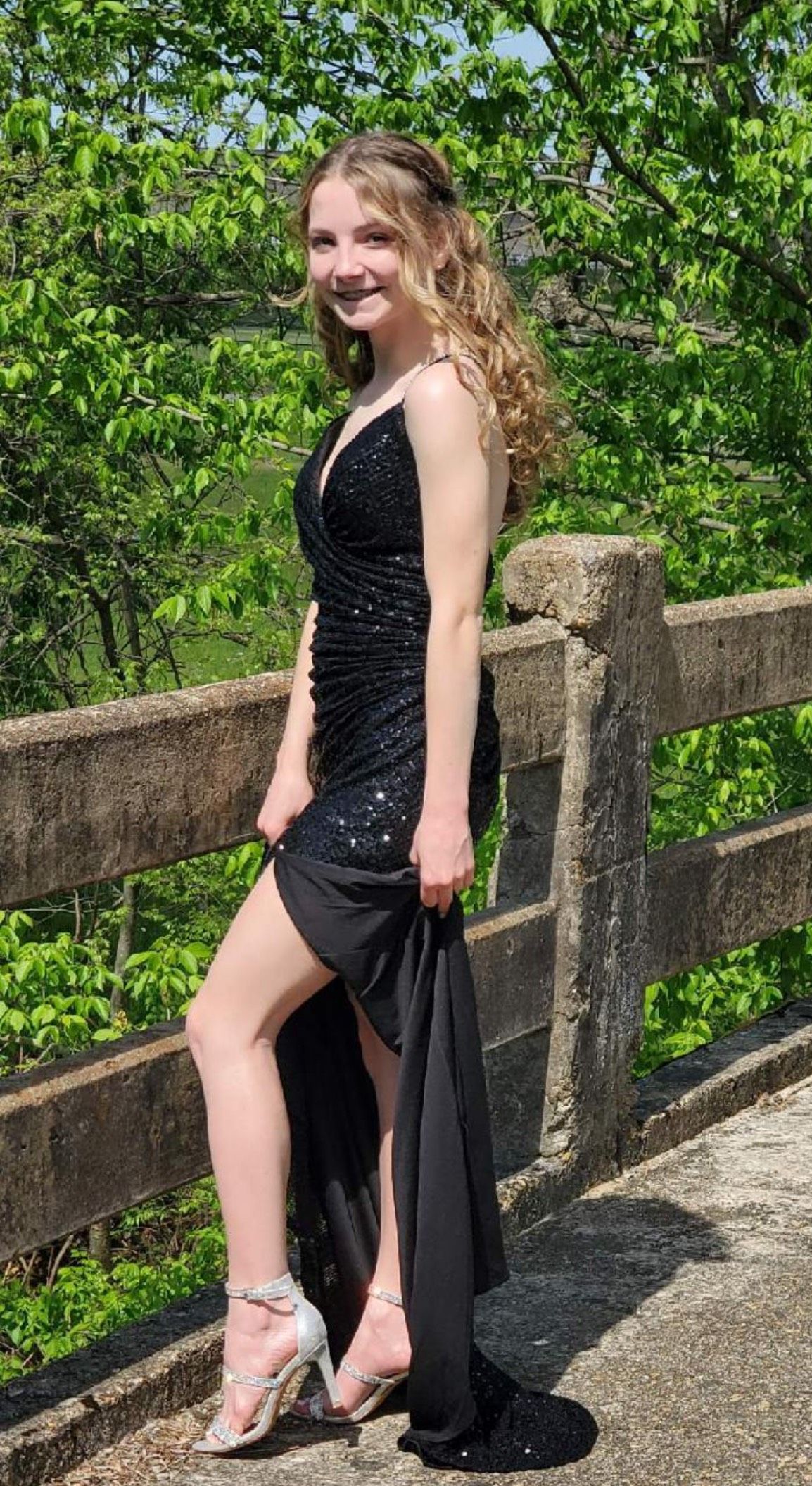 Size 0 Prom Black Side Slit Dress on Queenly
