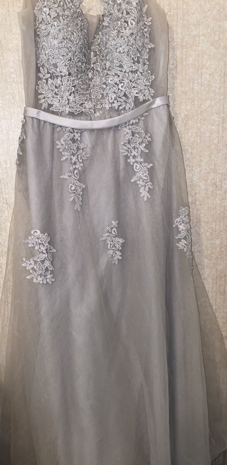 Size L Prom Gray Floor Length Maxi on Queenly