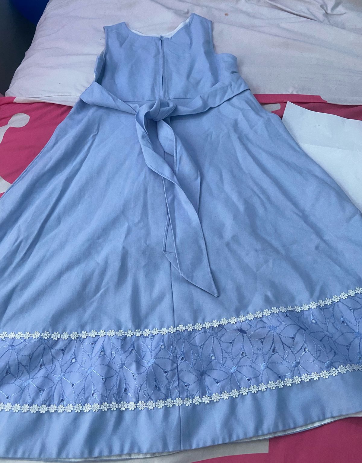 Girls Size 14 Prom Lace Light Blue Dress With Train on Queenly