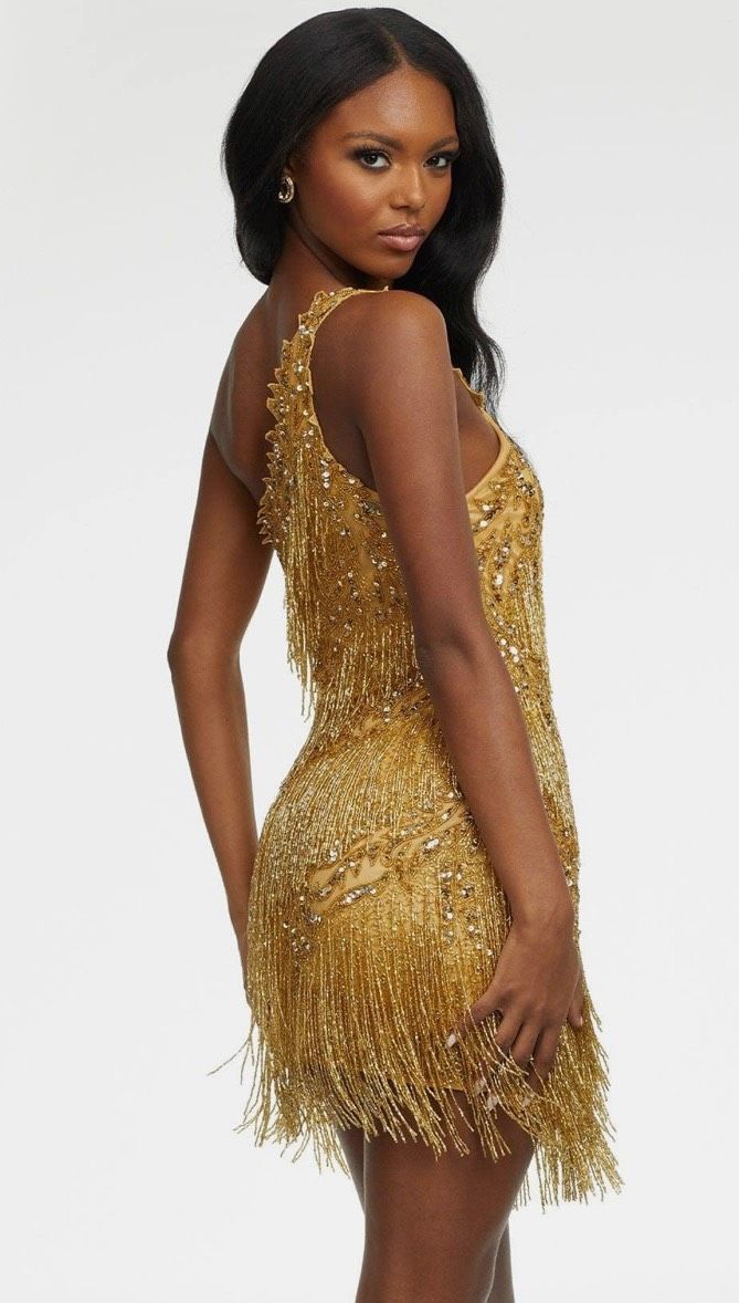 Ashley Lauren Size 4 Pageant Gold Cocktail Dress on Queenly