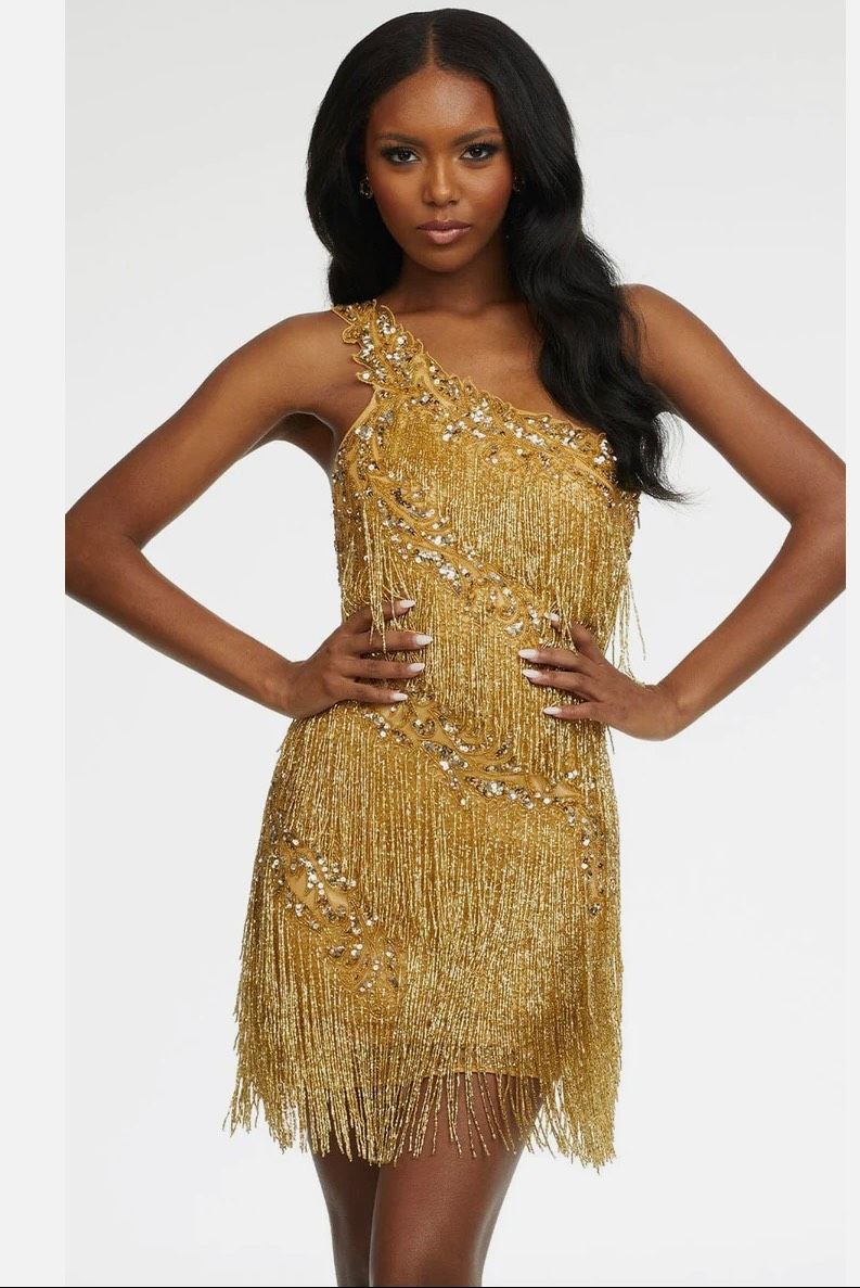 Ashley Lauren Size 4 Pageant Gold Cocktail Dress on Queenly