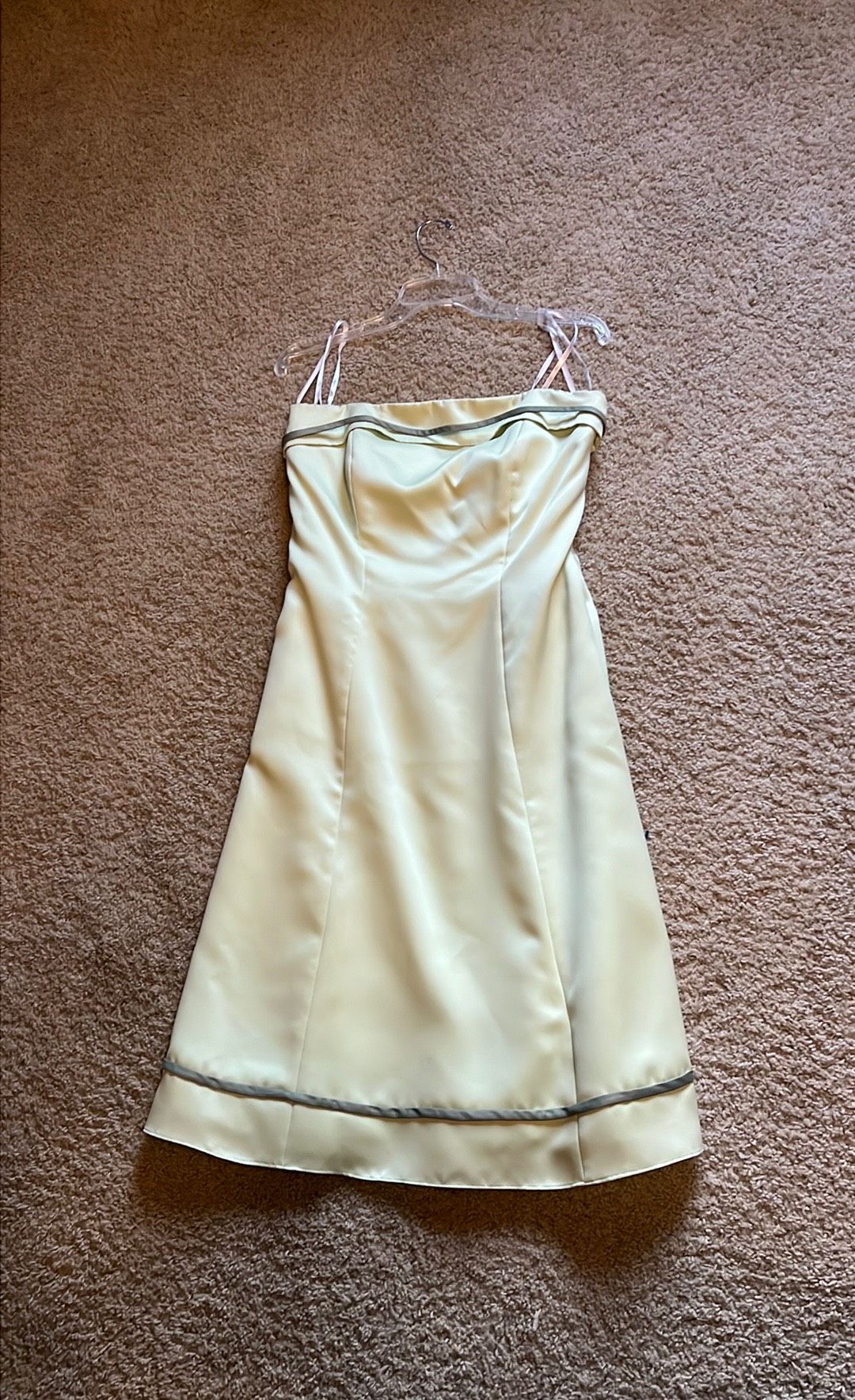 Size 14 Bridesmaid Strapless Light Green A-line Dress on Queenly