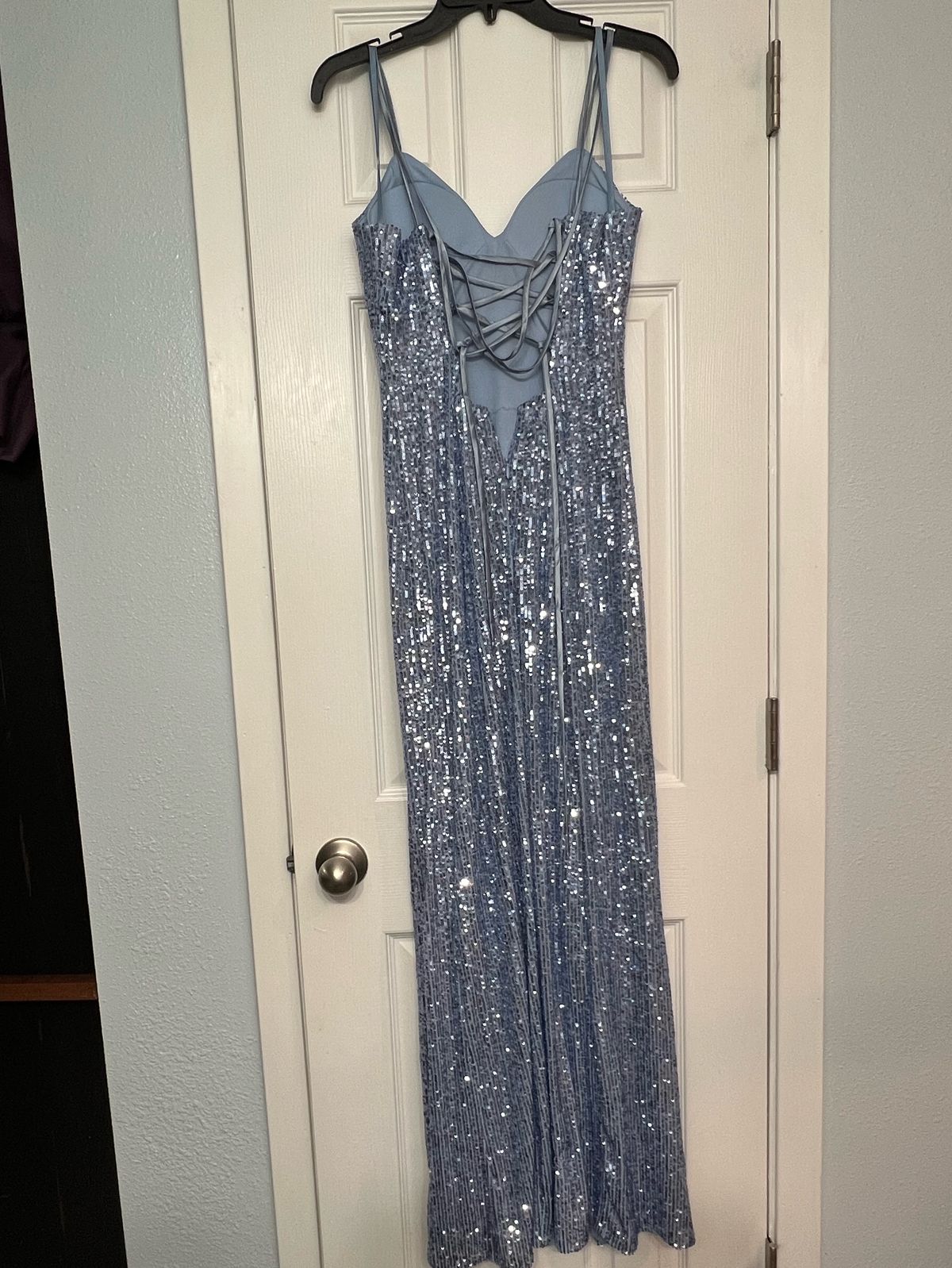 Size 8 Prom Blue Side Slit Dress on Queenly