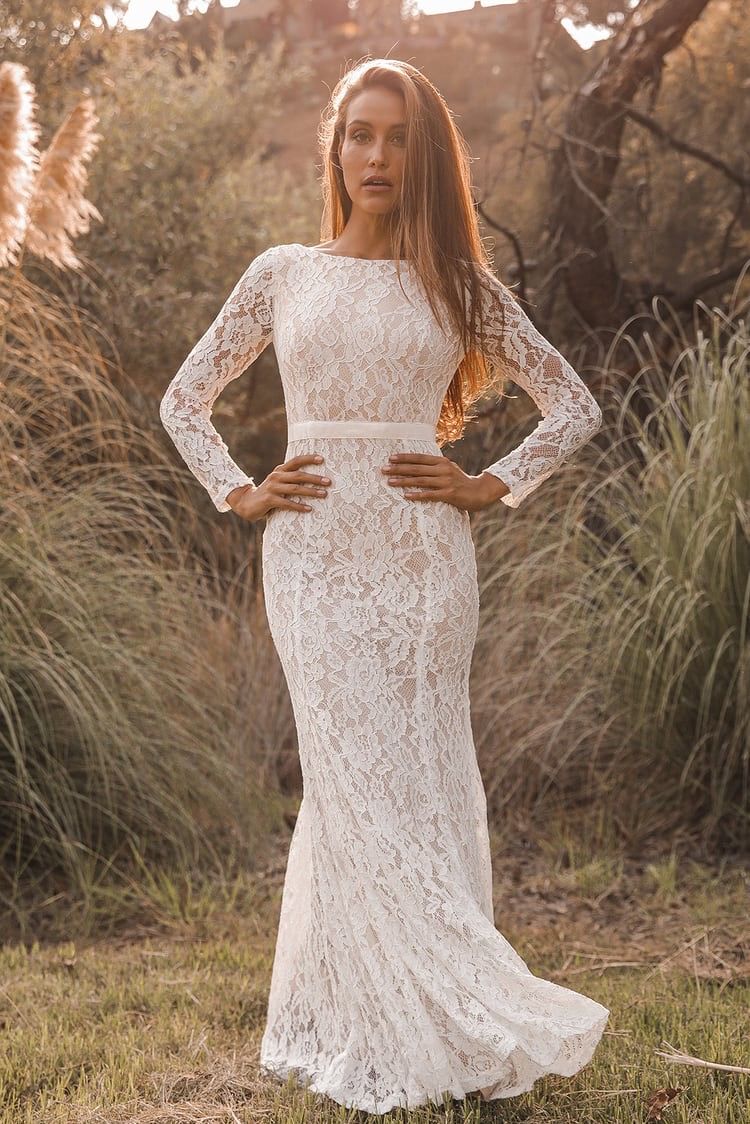 White Lace Gown - Lace Mermaid Maxi Dress - Strapless Gown - Lulus