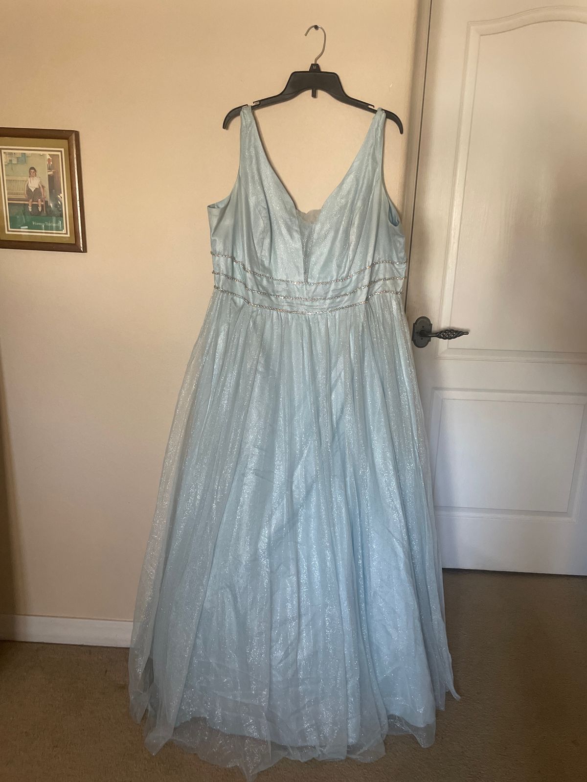 Plus Size 20 Prom Light Blue Ball Gown on Queenly