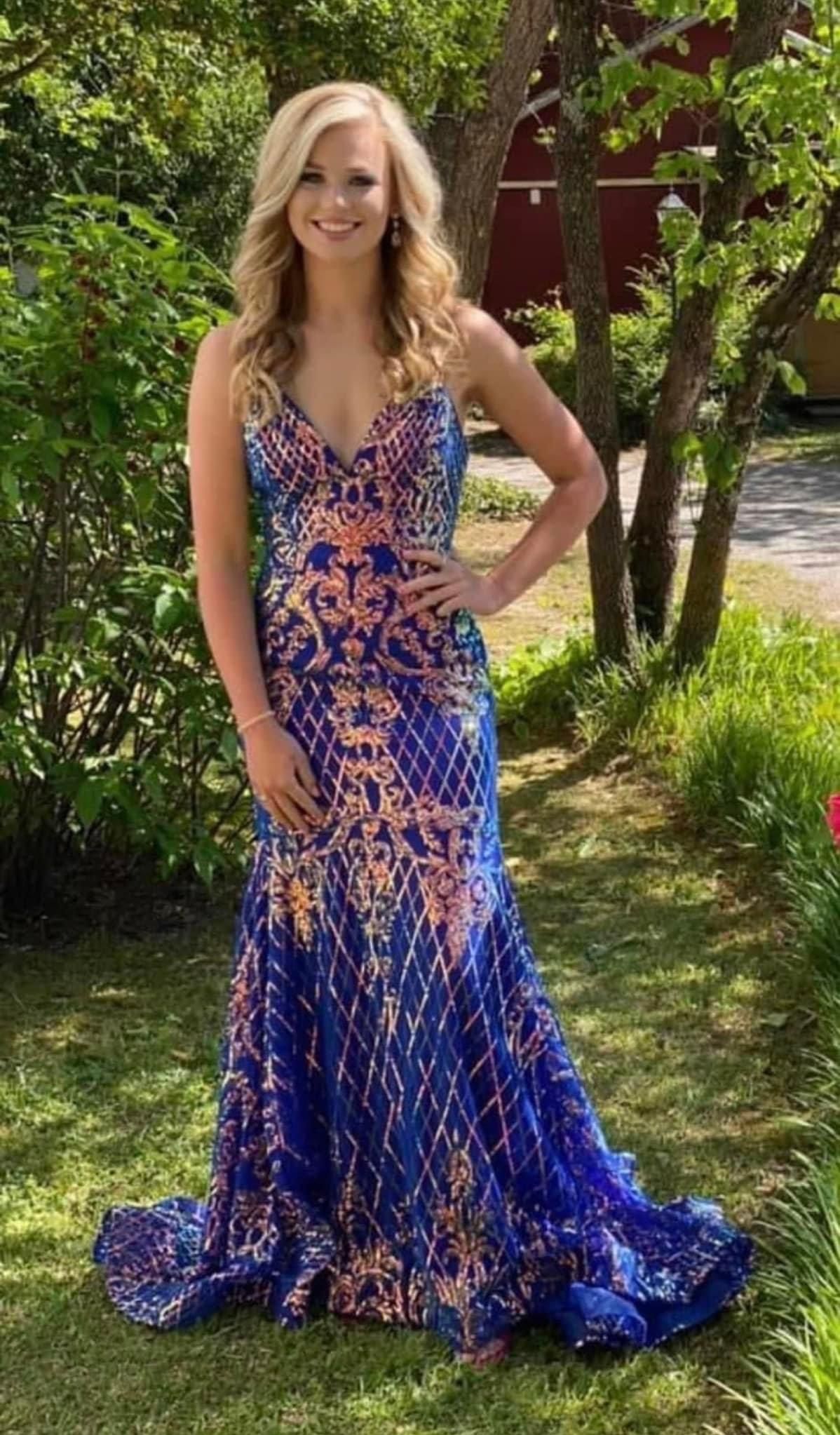 Sherri Hill Size 4 Prom Sequined Royal Blue Mermaid Dress on Queenly
