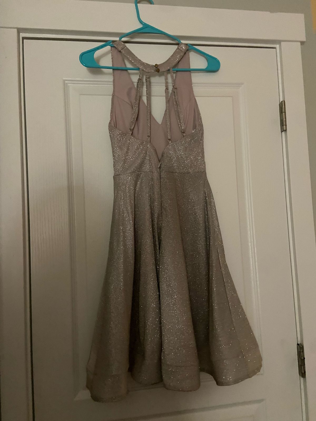 Size 0 Wedding Guest Silver A-line Dress on Queenly