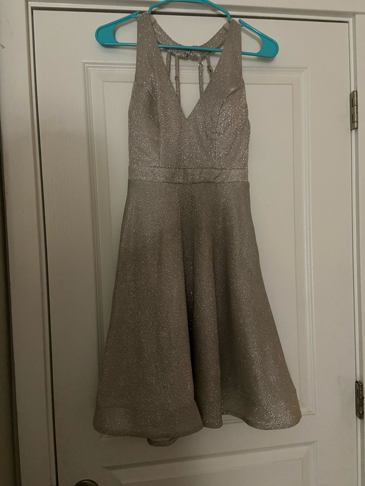 Size 0 Wedding Guest Silver A-line Dress on Queenly