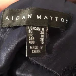 Aidan Mattox Size 6 Satin Navy Blue Ball Gown on Queenly