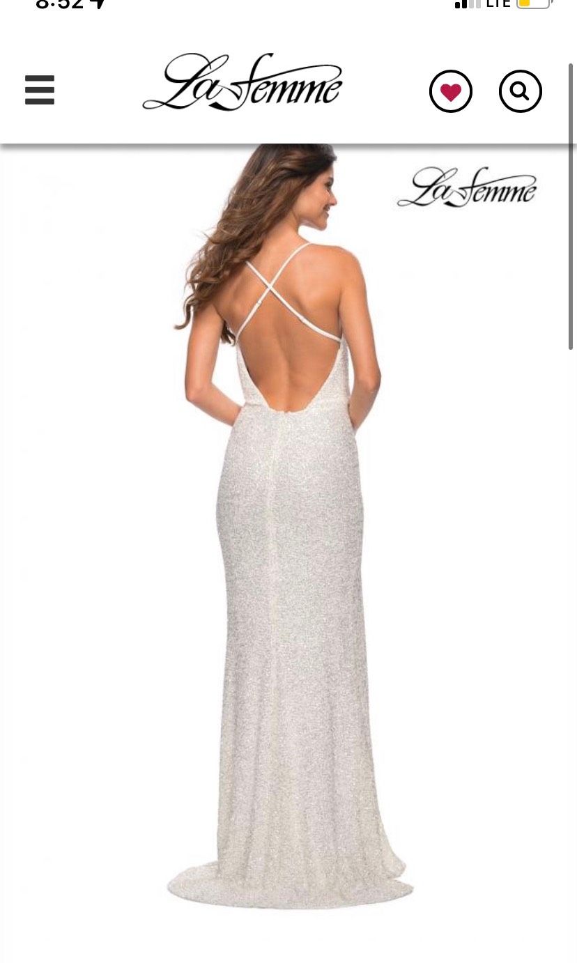 La Femme Size 2 Prom White Side Slit Dress on Queenly