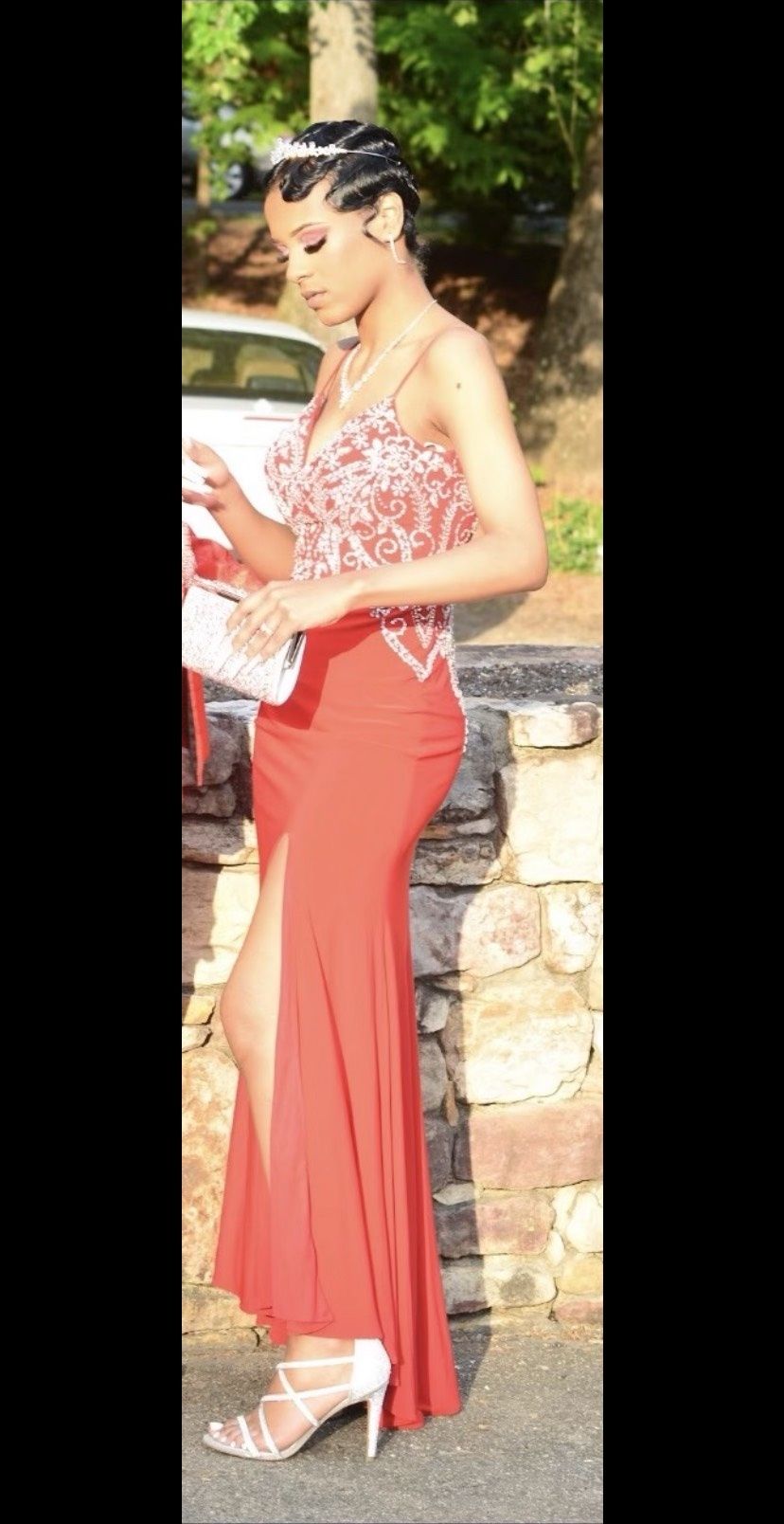 Size S Prom Red Side Slit Dress on Queenly