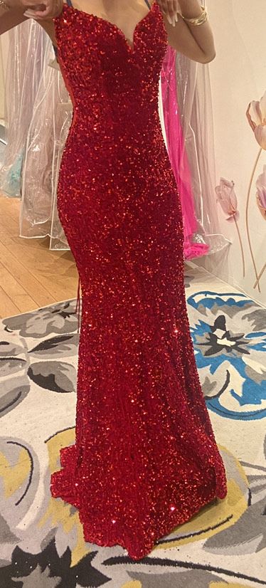 Size S Prom Red Floor Length Maxi on Queenly