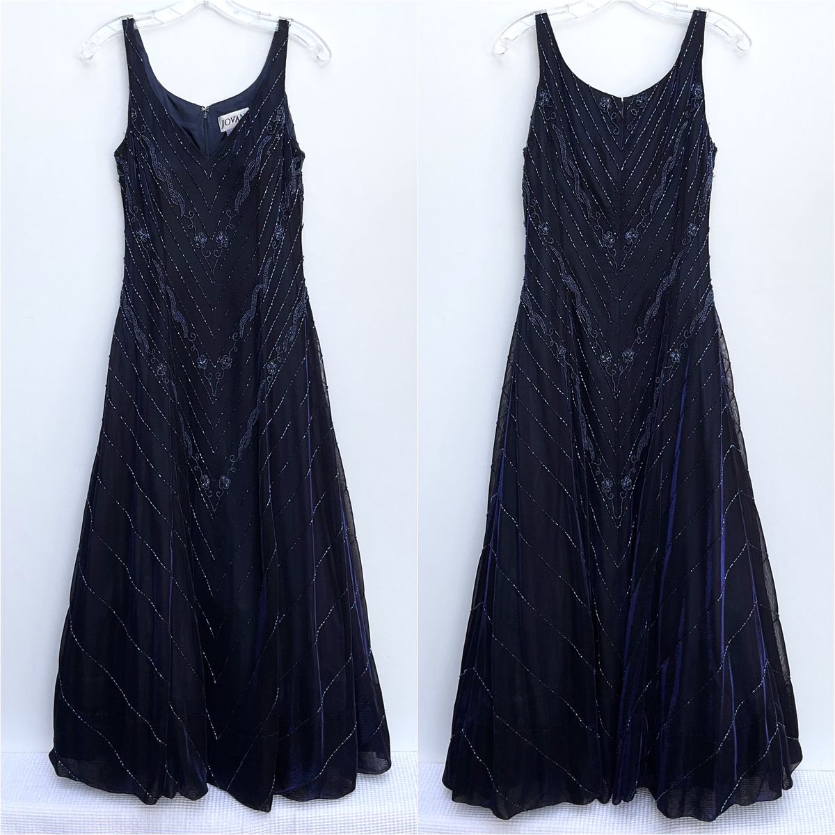 Jovani Size 8 Prom Plunge Velvet Navy Blue Mermaid Dress on Queenly