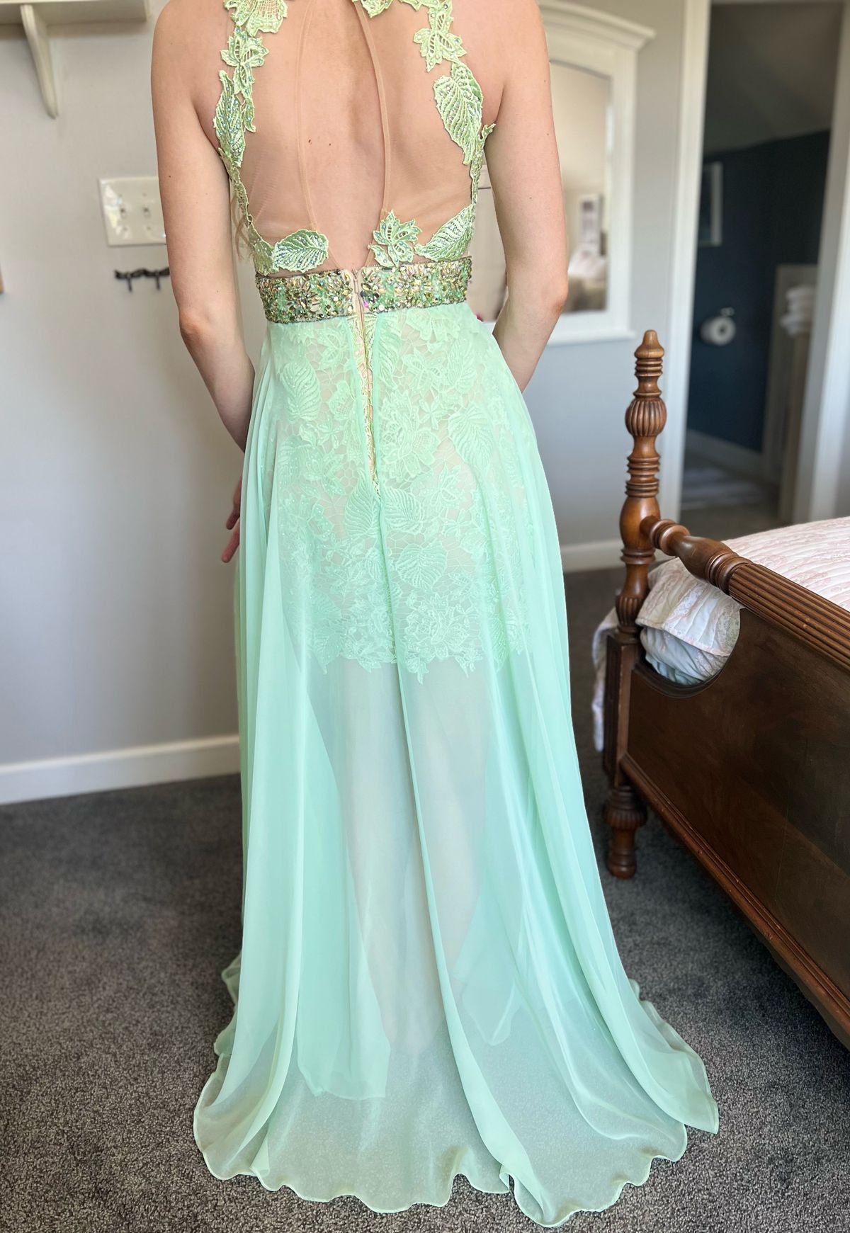 Sherri Hill Size 2 Prom Lace Lime Green Floor Length Maxi on Queenly