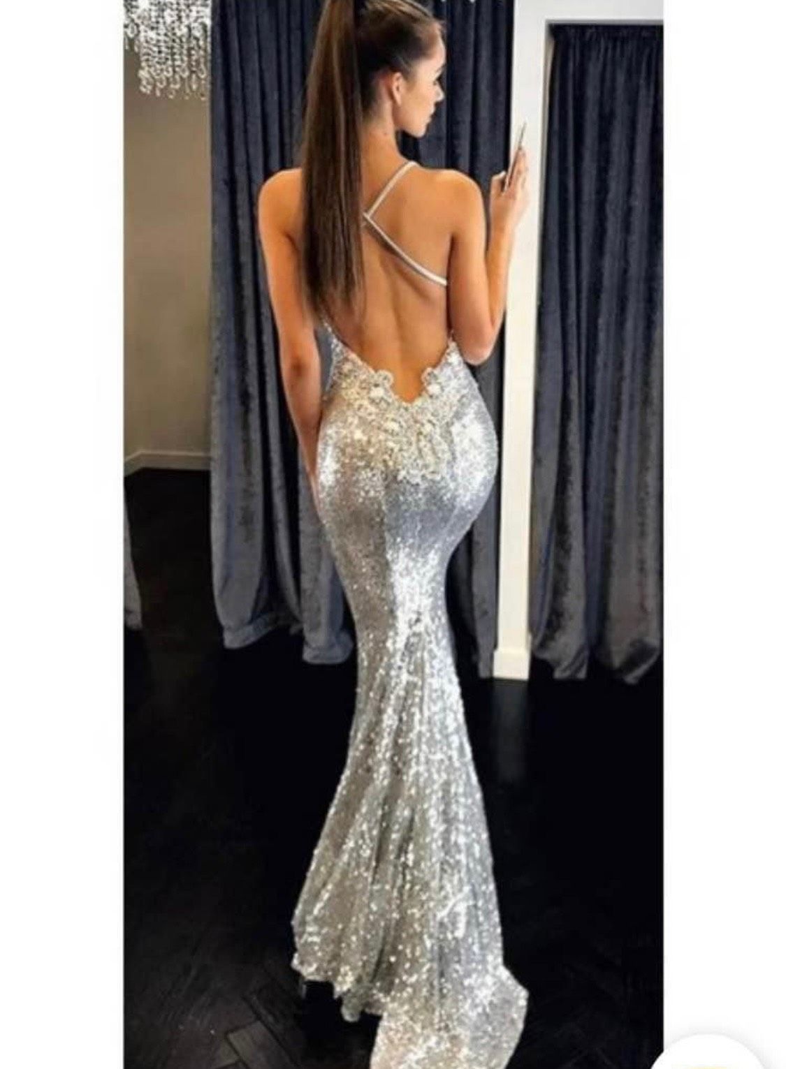 Size 0 Prom Silver Mermaid Dress on Queenly