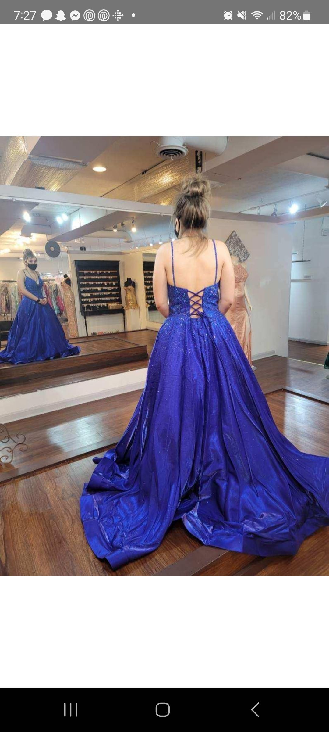 Mon Cheri Size 12 Prom Sequined Royal Blue Ball Gown on Queenly