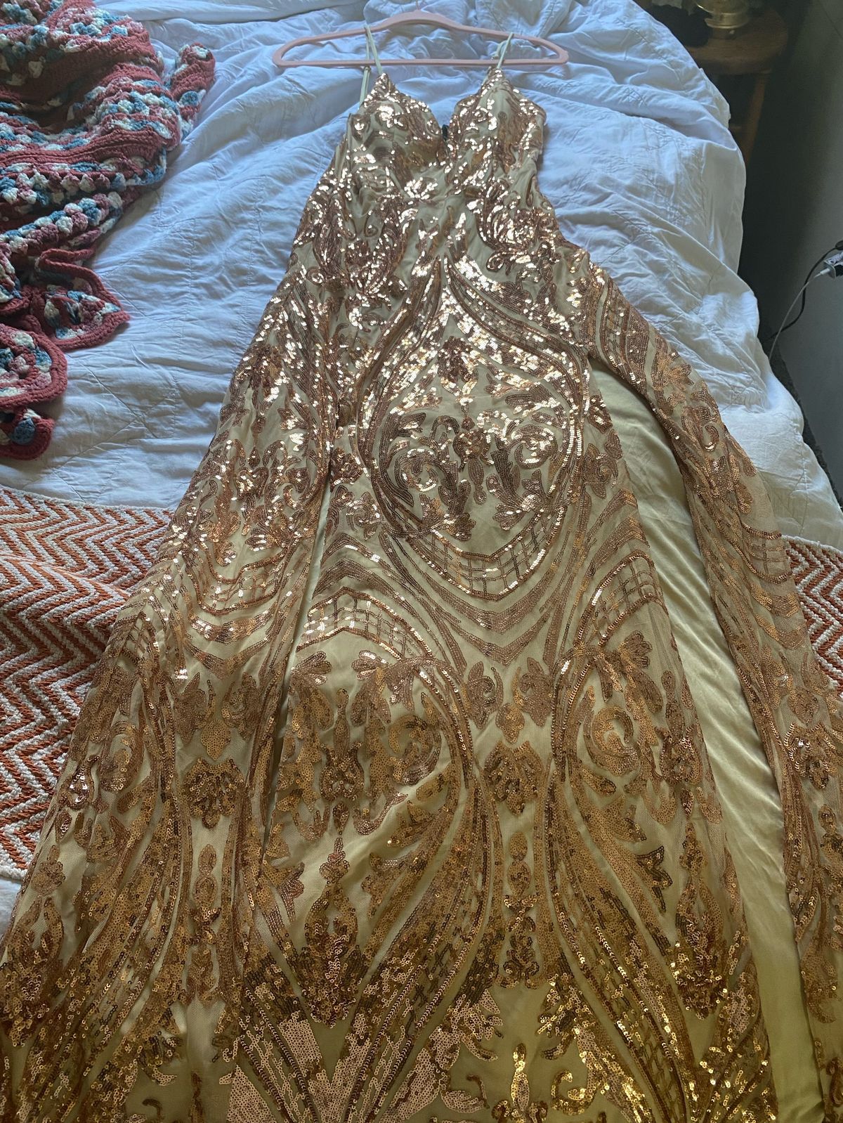 Windsor Size S Prom Gold Mermaid Dress on Queenly