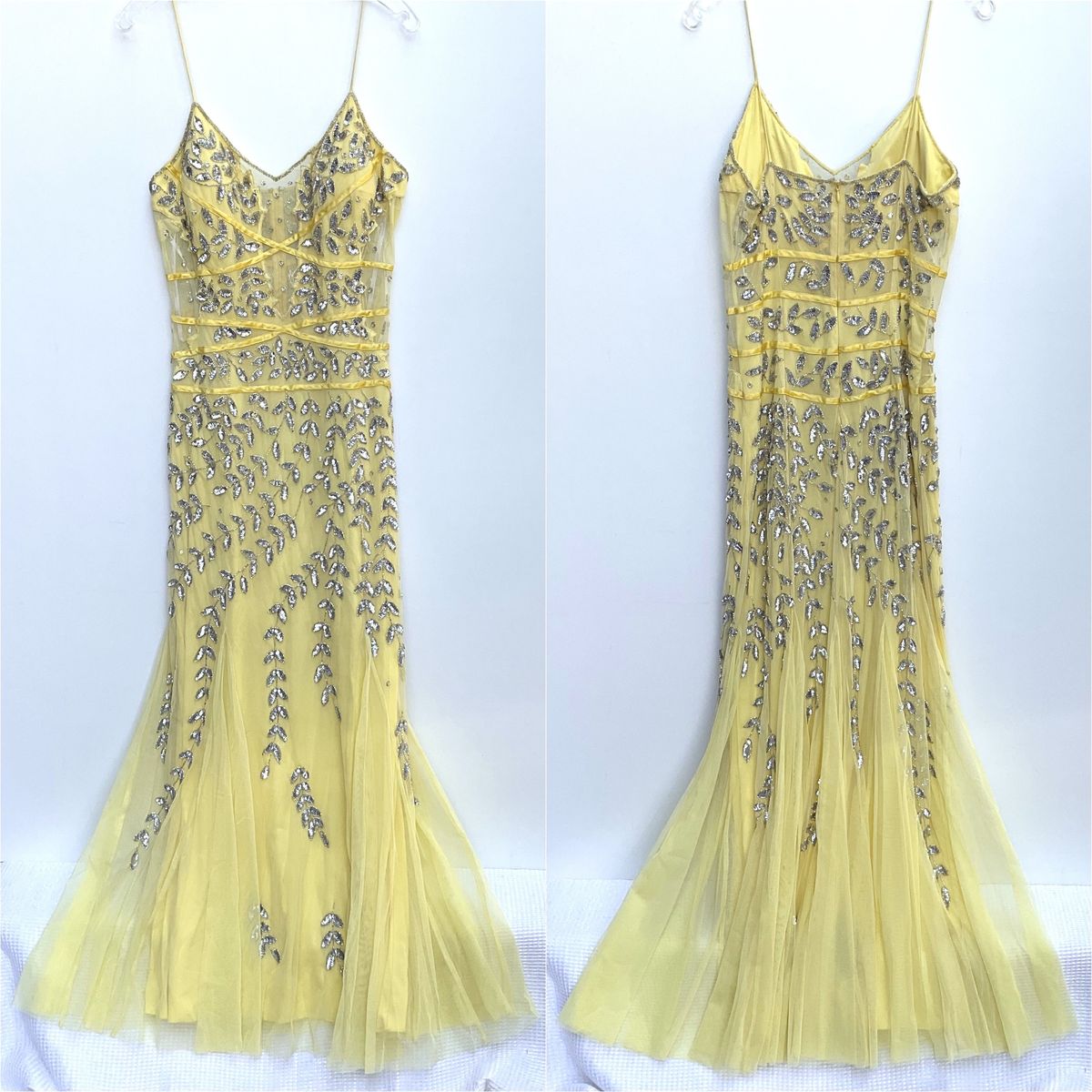 Nightway Size 12 Prom Sequined Yellow Mermaid Dress on Queenly