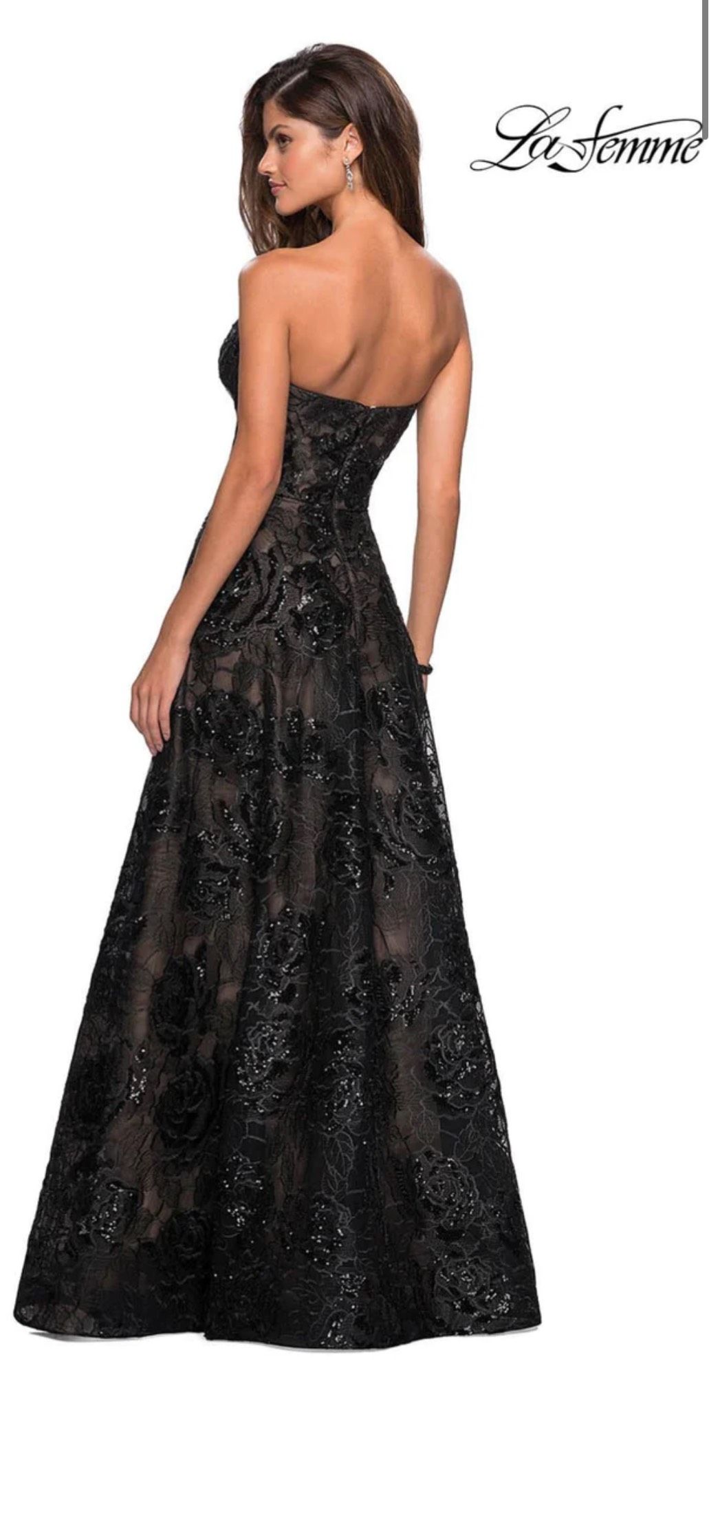 La Femme Size 0 Prom Black A-line Dress on Queenly
