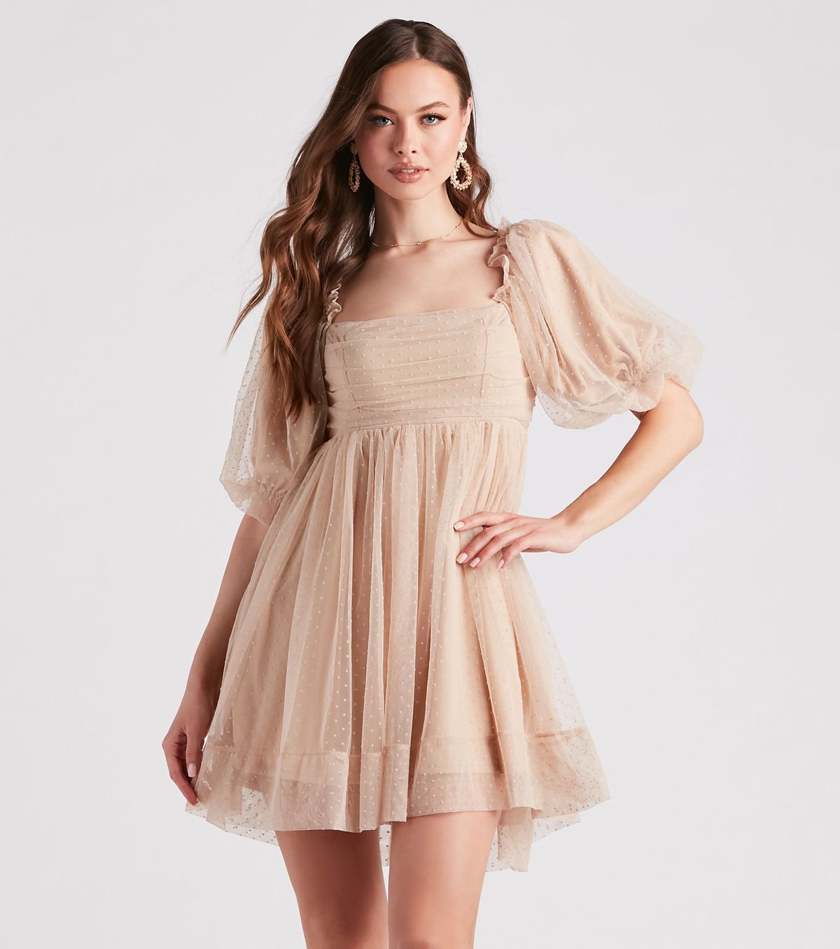 Style 05101-2447 Windsor Size M Homecoming Sheer Nude Cocktail Dress on Queenly