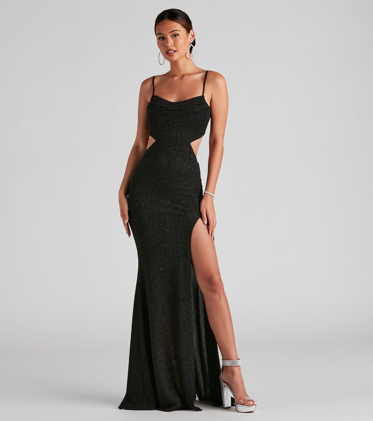 Style 05002-2380 Windsor Size XL Prom Black Side Slit Dress