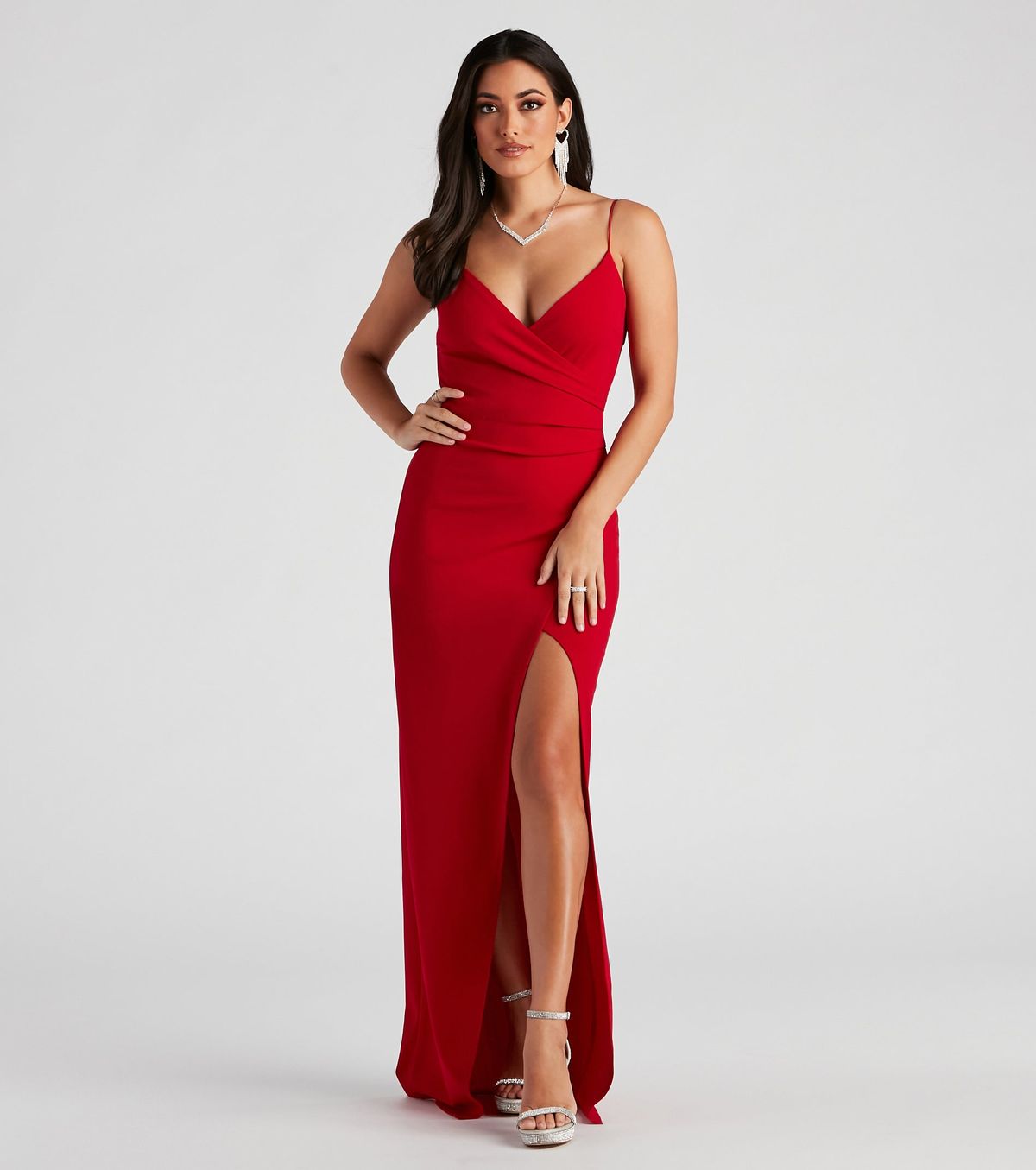 Style 05002-2593 Windsor Size M Bridesmaid Red Side Slit Dress on Queenly