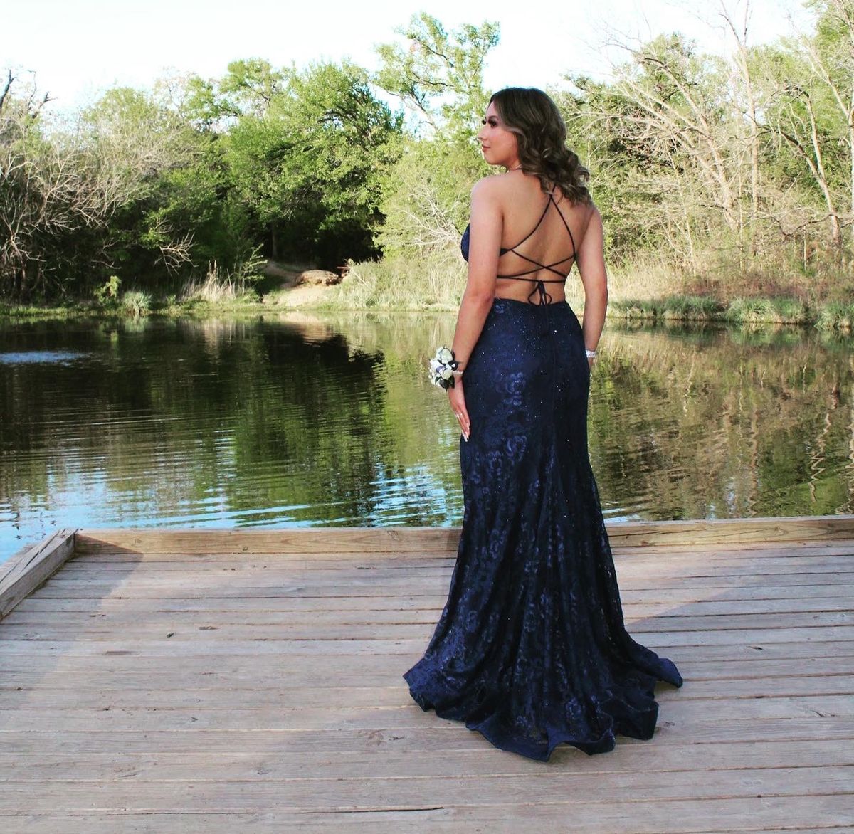La Femme Size 6 Prom Blue Mermaid Dress on Queenly