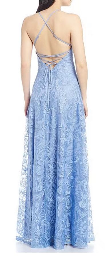 Size XS Prom Sheer Blue Floor Length Maxi on Queenly