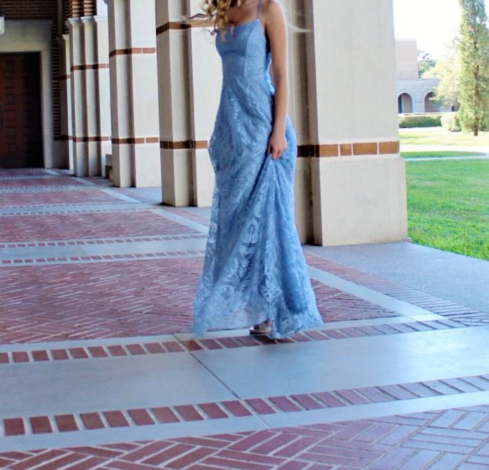 Size XS Prom Lace Blue Floor Length Maxi on Queenly