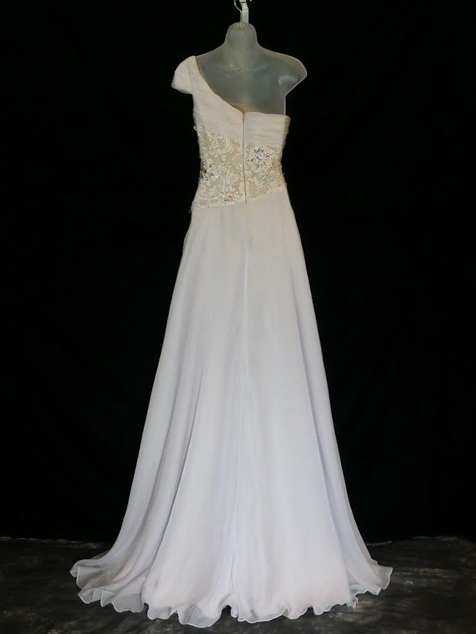 Ritzee Originals Size 6 Wedding Cap Sleeve Sequined White A-line Dress on Queenly