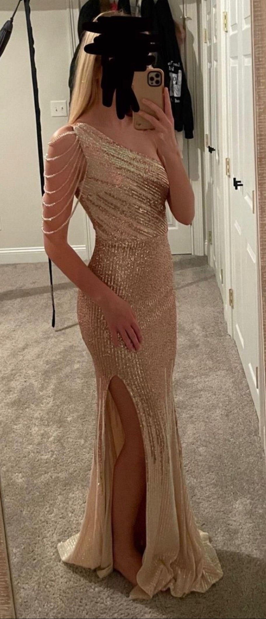 Size XS Prom Gold Side Slit Dress on Queenly