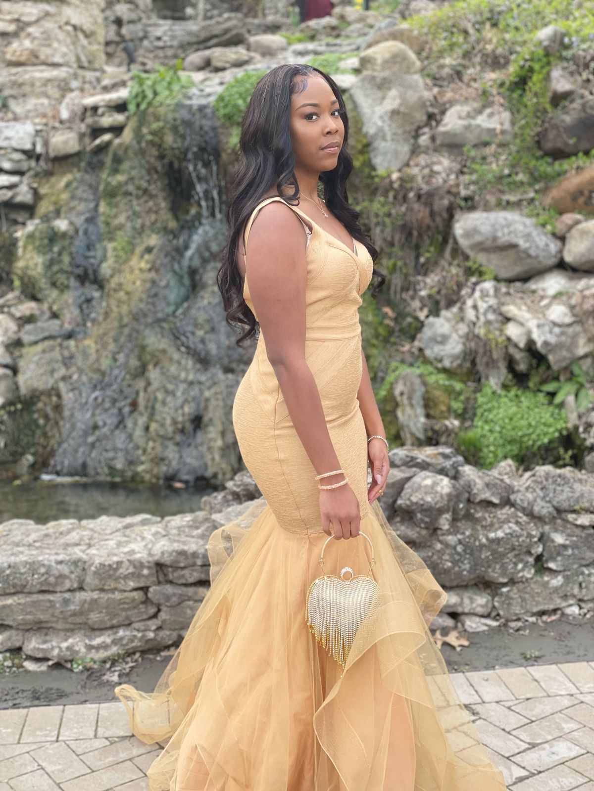 Size 10 Prom Gold Mermaid Dress on Queenly