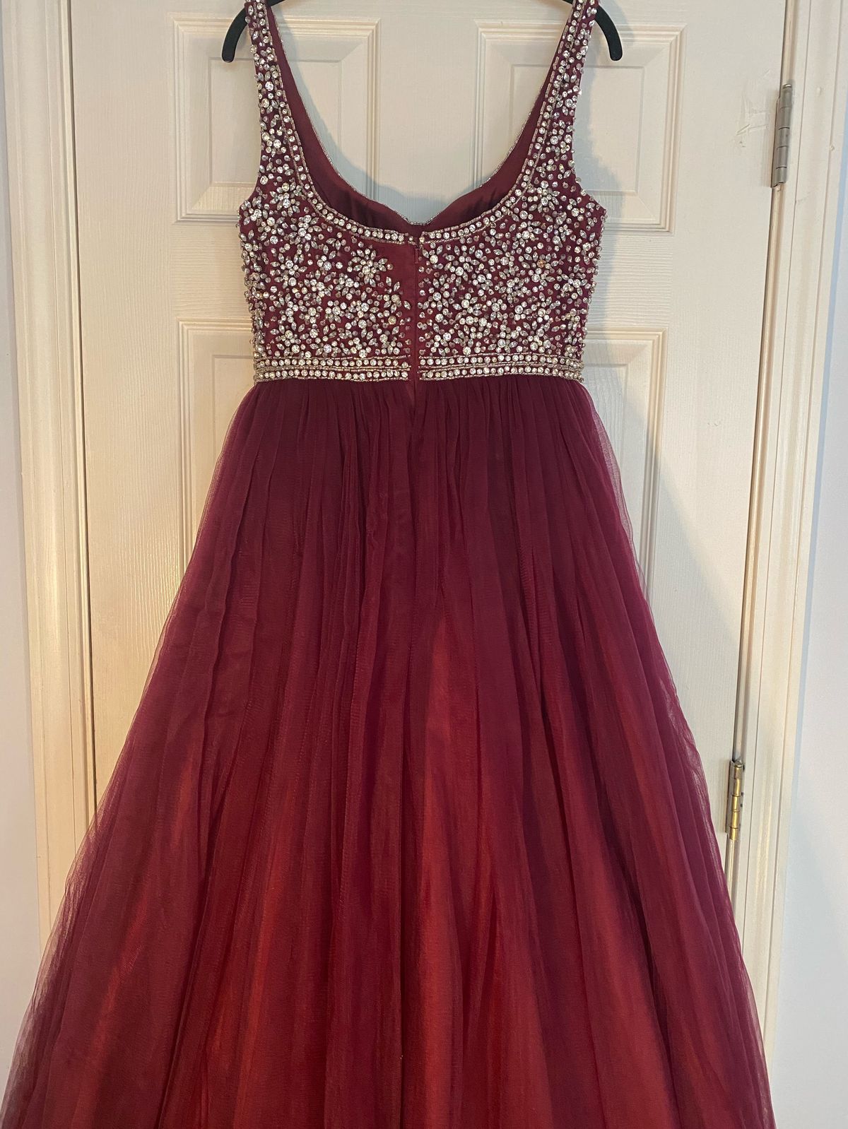 Mac Duggal Size 10 Prom Burgundy Red Ball Gown on Queenly