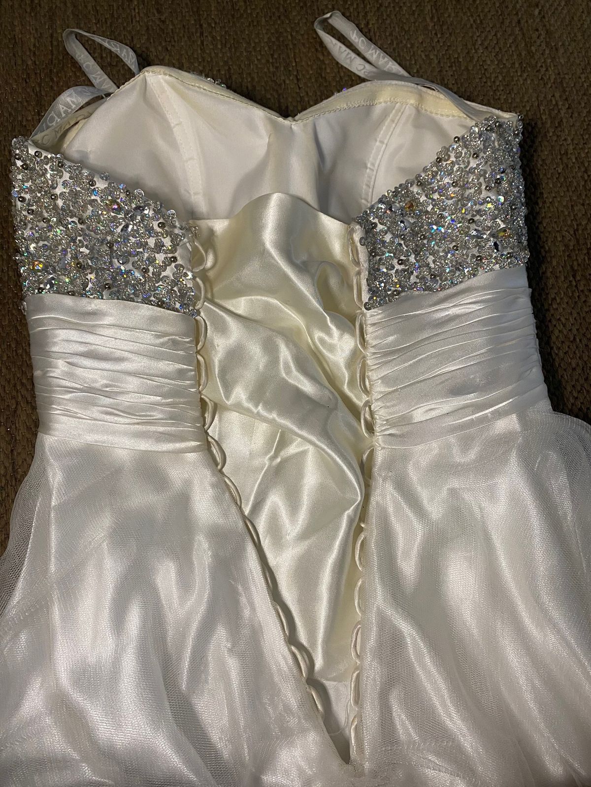 Size 2 Prom Strapless Sequined White Ball Gown on Queenly